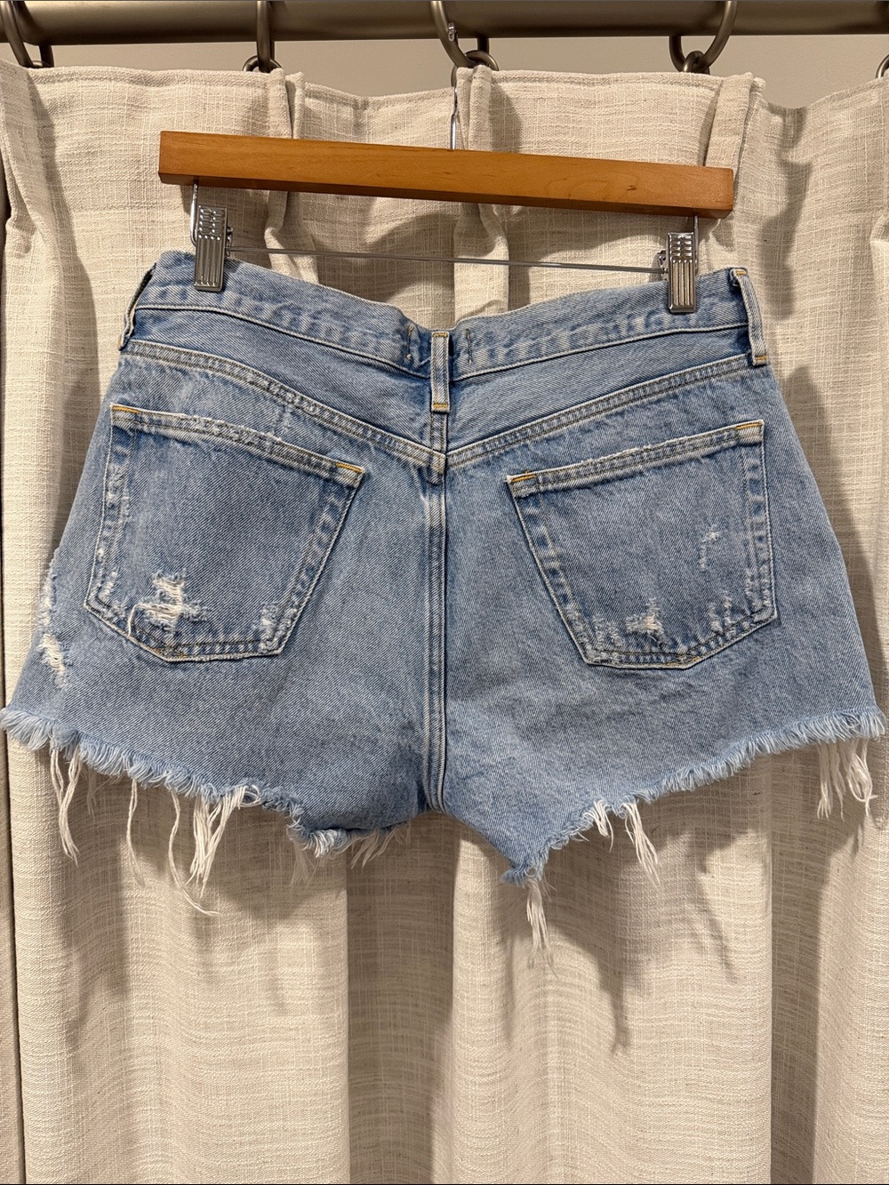 Agolde Parker Light Wash Distressed Denim Cutoff Shorts - Picture 2 of 7